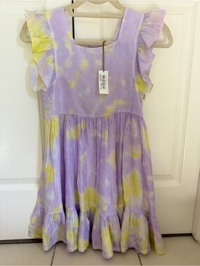 NWT Pink Chicken Girls Lavender & Yellow Silk Elsie Dress size 12